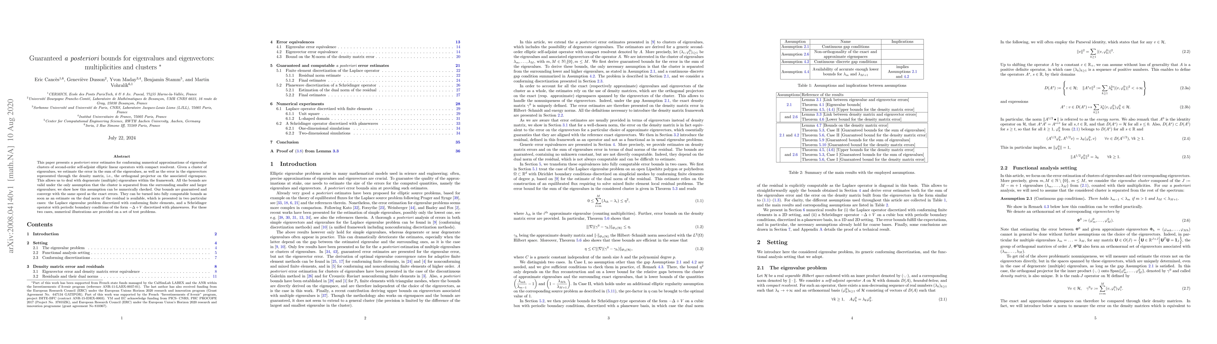 Thumbnail for Guaranteed a posteriori bounds for eigenvalues and eigenvectors:
  multiplicities and clusters
