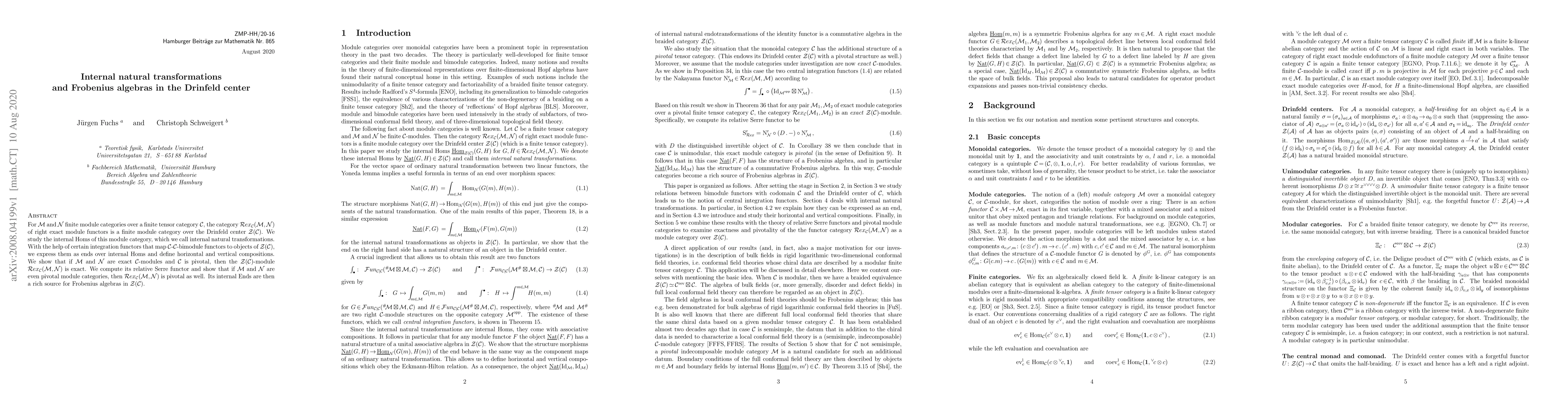 Thumbnail for Internal natural transformations and Frobenius algebras in the Drinfeld
  center