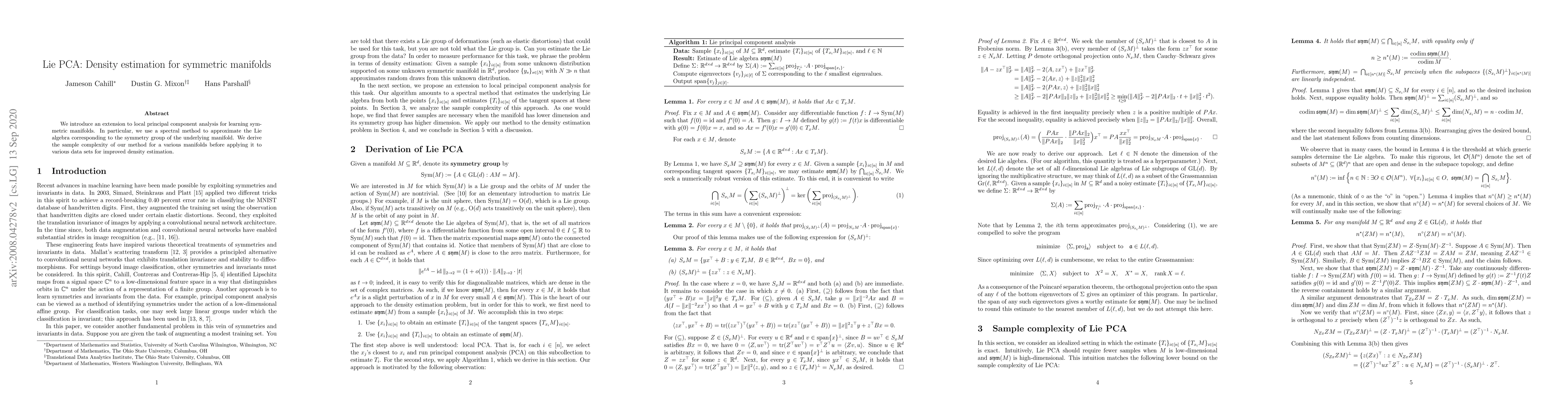 Thumbnail for Lie PCA: Density estimation for symmetric manifolds