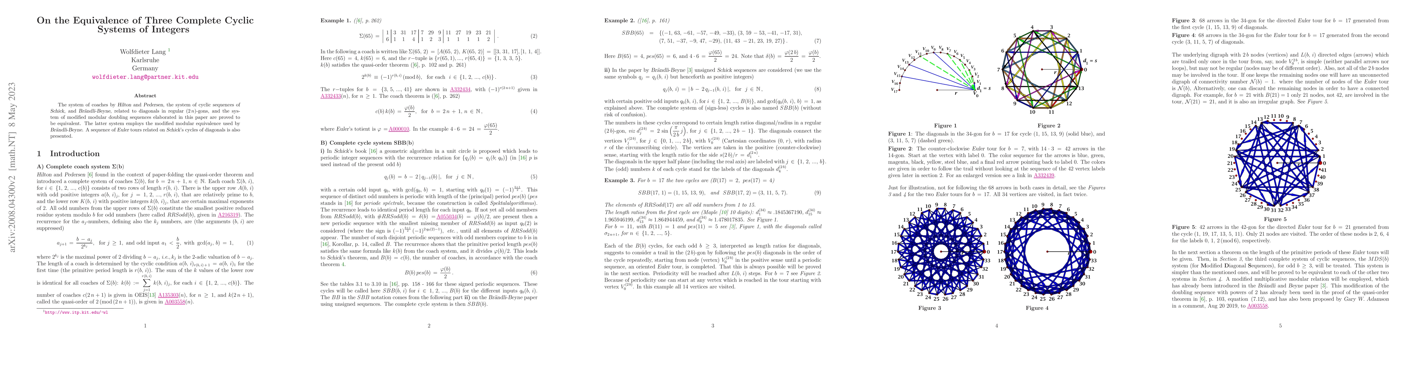 Thumbnail for On the Equivalence of Three Complete Cyclic Systems of Integers