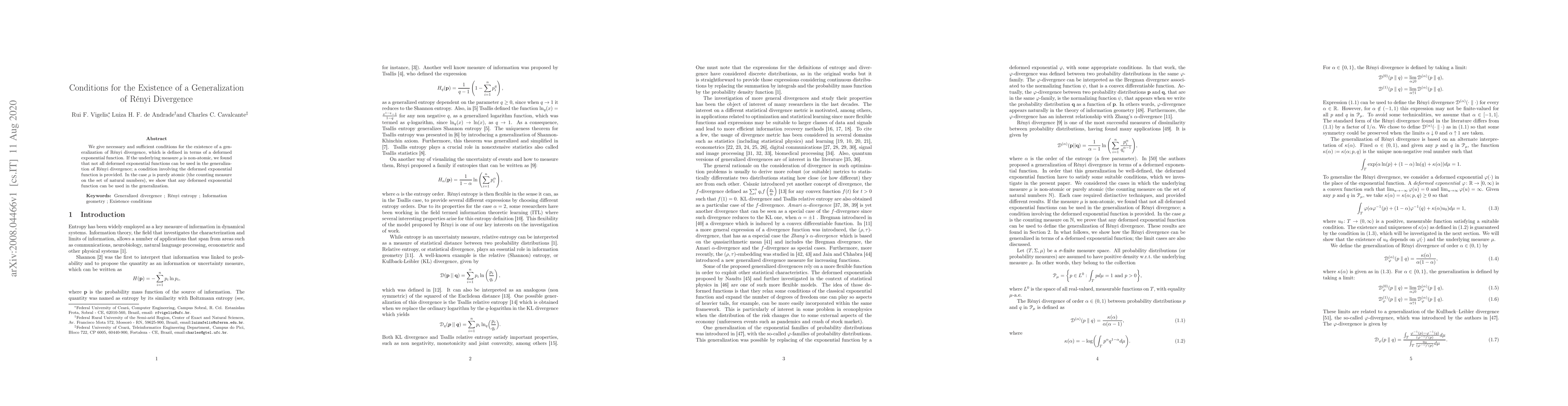 Thumbnail for Conditions for the existence of a generalization of R\'enyi divergence