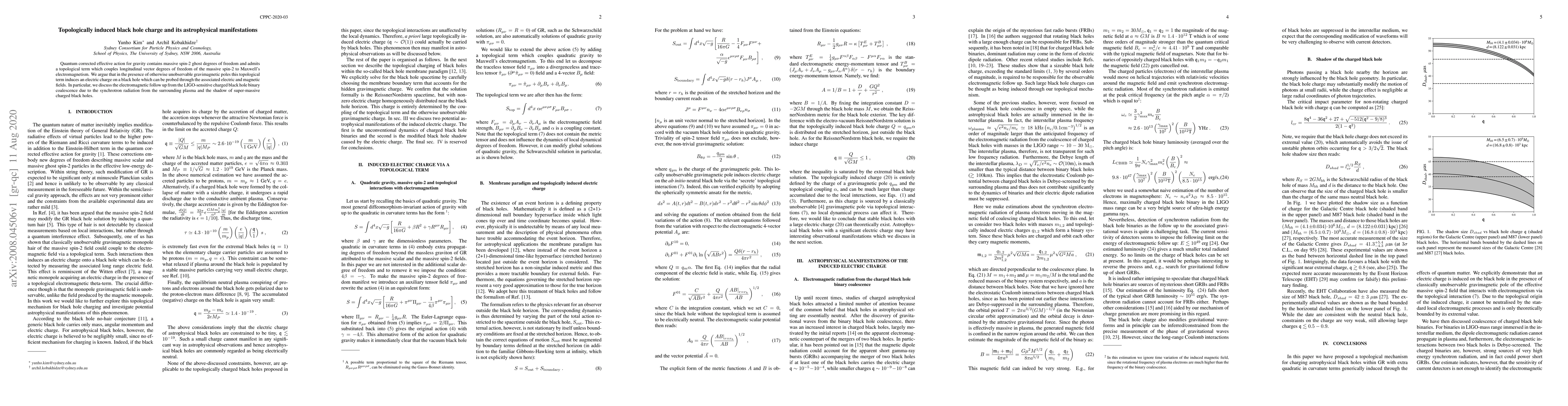 Thumbnail for Topologically induced black hole charge and its astrophysical
  manifestations