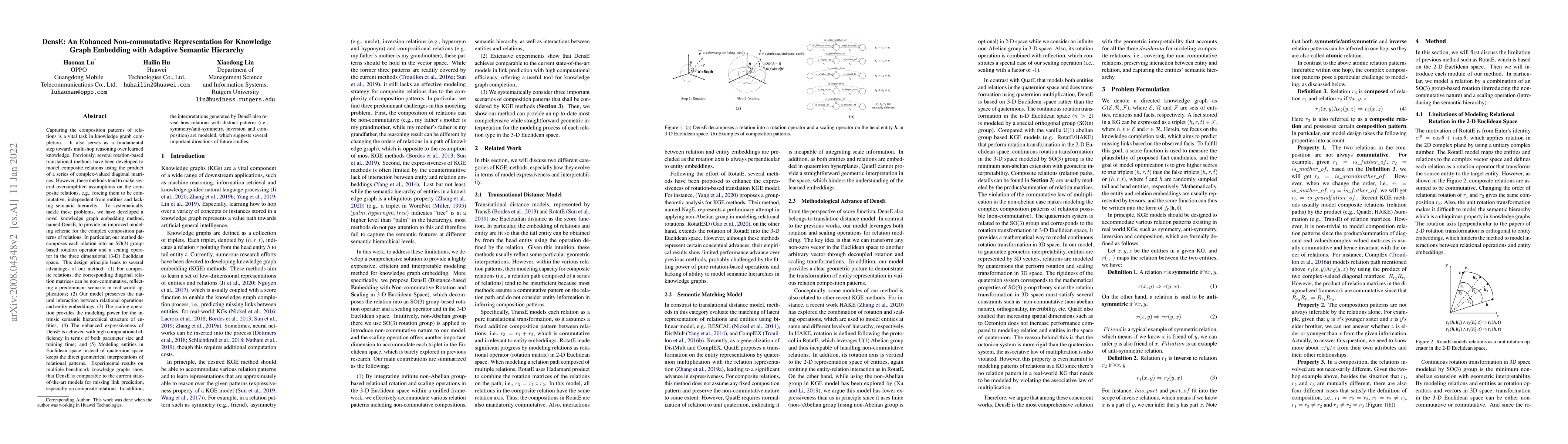 Thumbnail for DensE: An Enhanced Non-commutative Representation for Knowledge Graph
  Embedding with Adaptive Semantic Hierarchy
