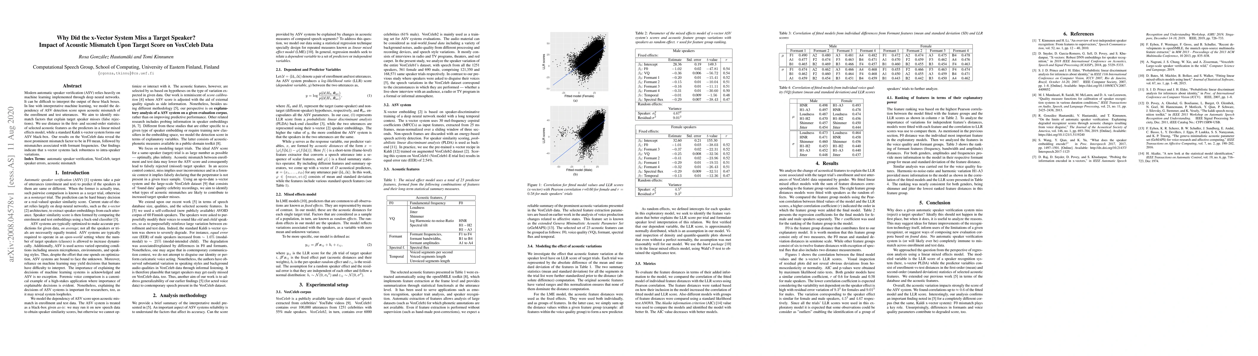 Thumbnail for Why Did the x-Vector System Miss a Target Speaker? Impact of Acoustic
  Mismatch Upon Target Score on VoxCeleb Data