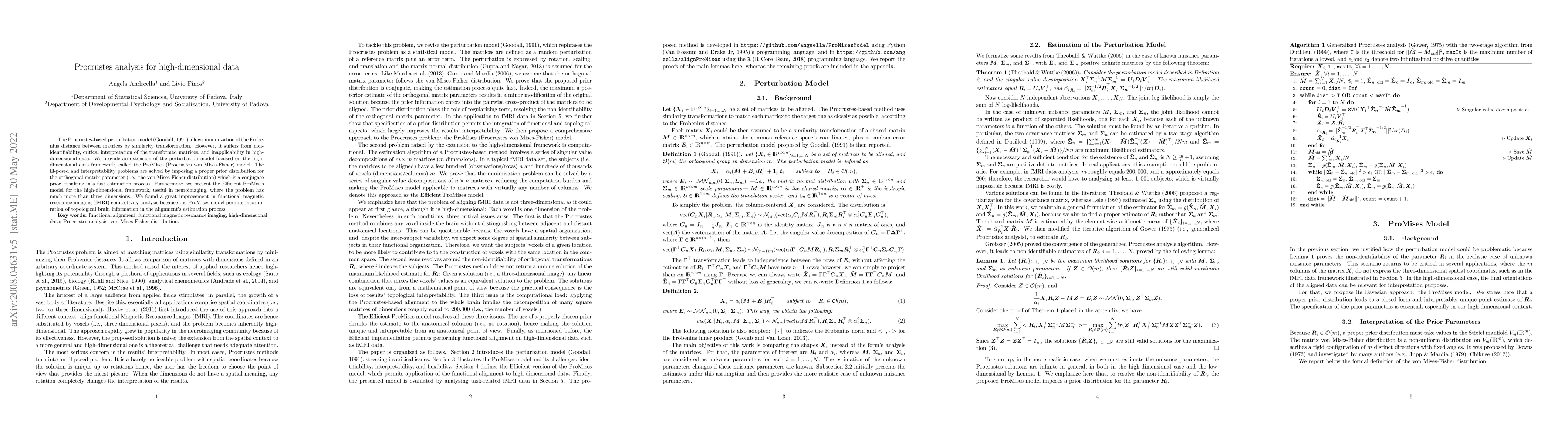Thumbnail for Procrustes analysis for high-dimensional data