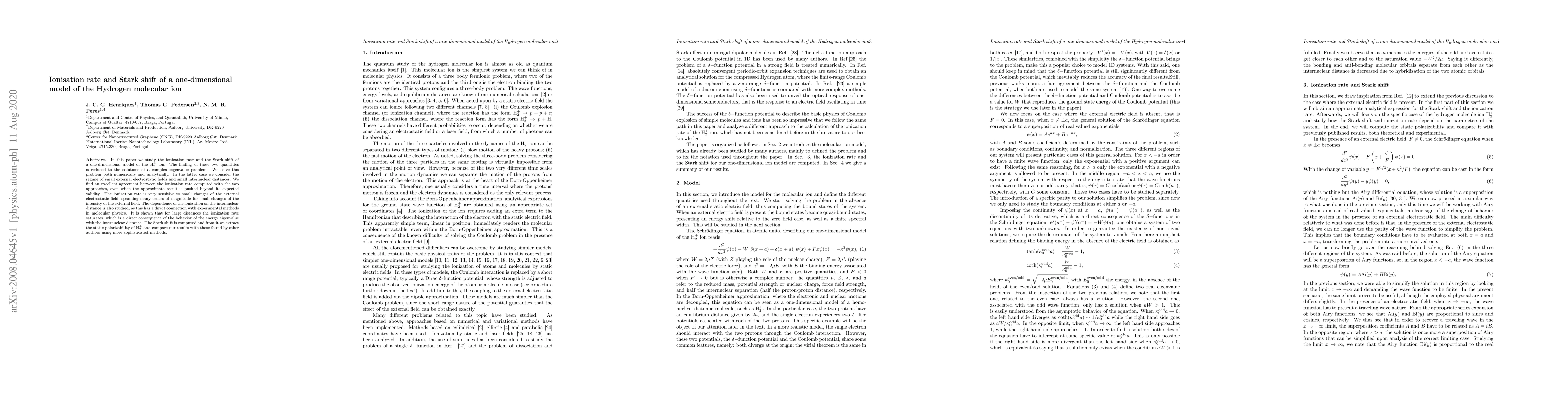 Thumbnail for Ionisation rate and Stark shift of a one-dimensional model of the
  Hydrogen molecular ion