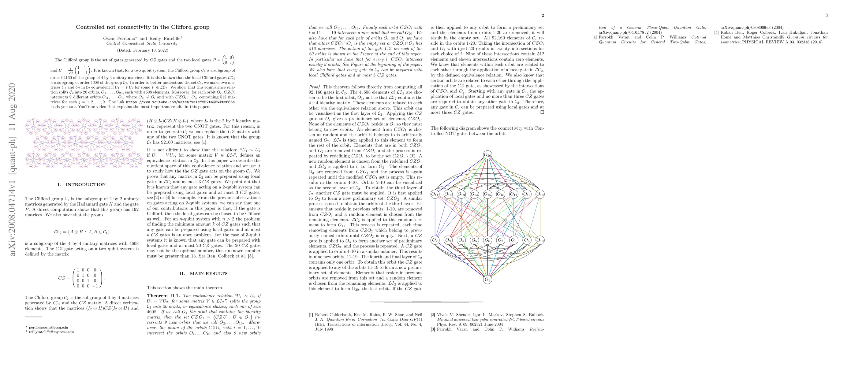 Thumbnail for Controlled not connectivity in the Clifford group