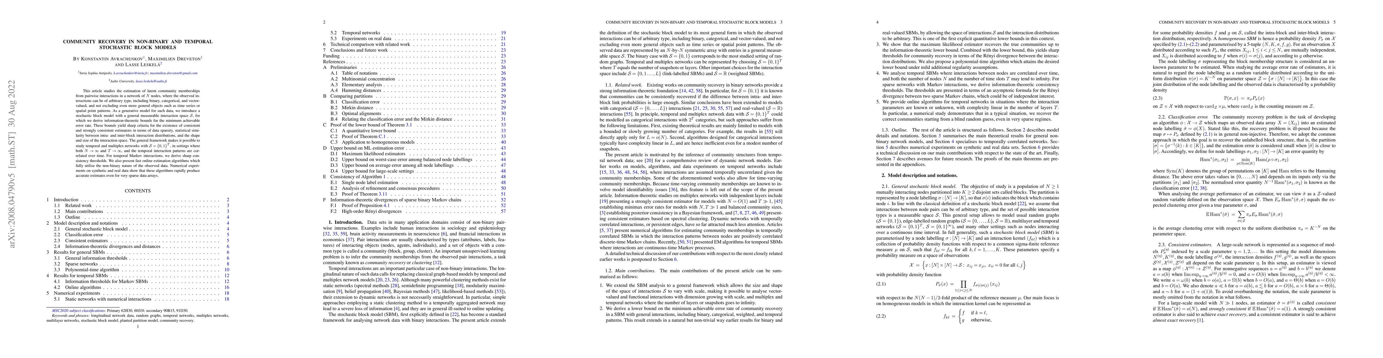 Thumbnail for Community recovery in non-binary and temporal stochastic block models