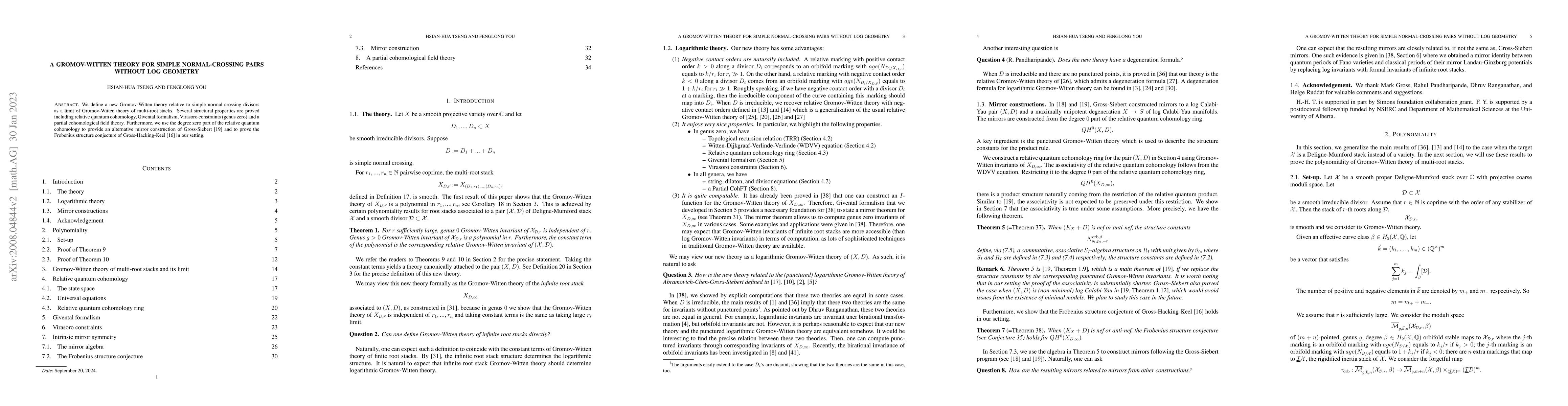 Thumbnail for A Gromov-Witten theory for simple normal-crossing pairs without log
  geometry