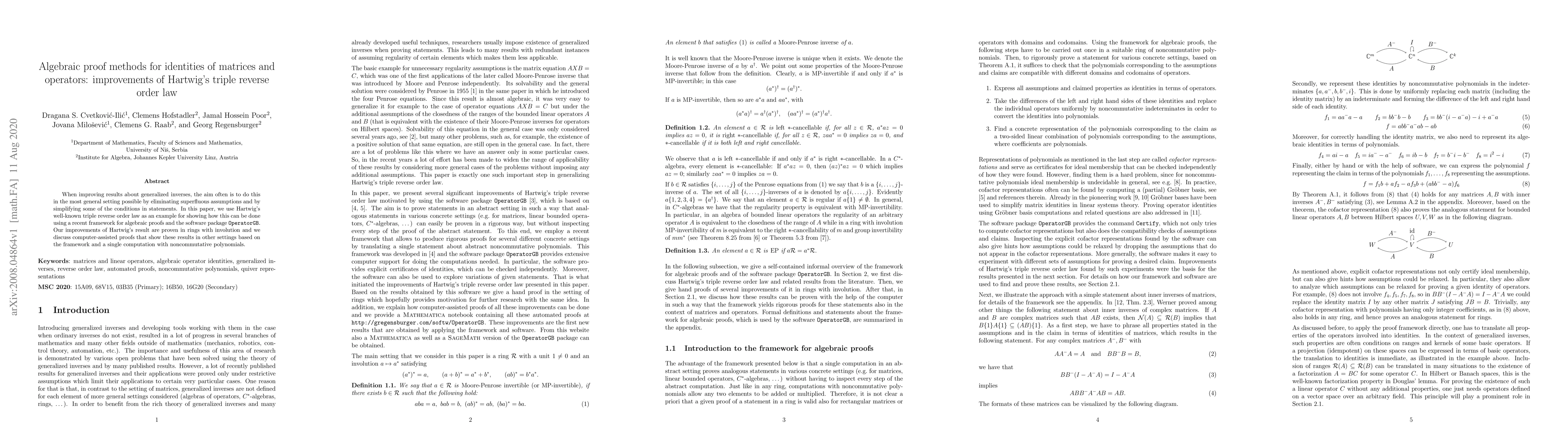 Thumbnail for Algebraic proof methods for identities of matrices and operators:
  improvements of Hartwig's triple reverse order law