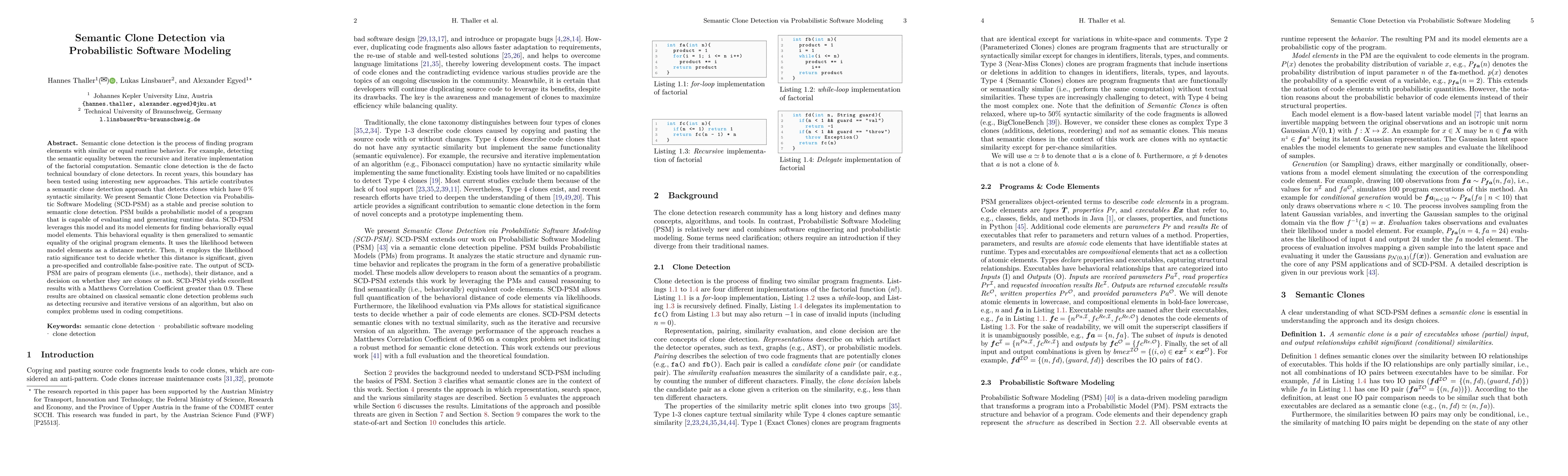 Thumbnail for Semantic Clone Detection via Probabilistic Software Modeling