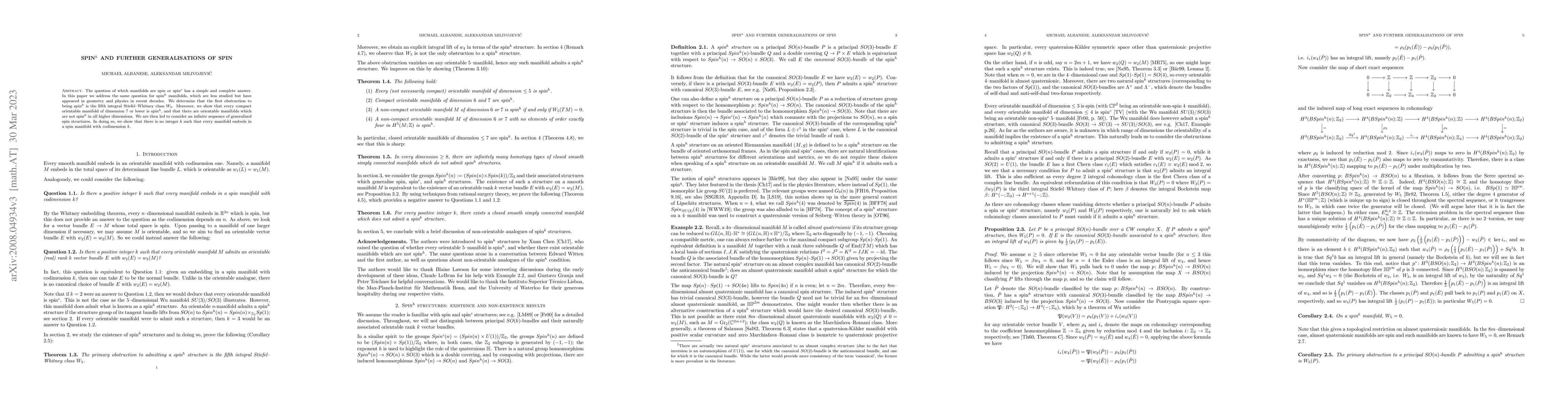 Thumbnail for Spin^h and further generalisations of spin