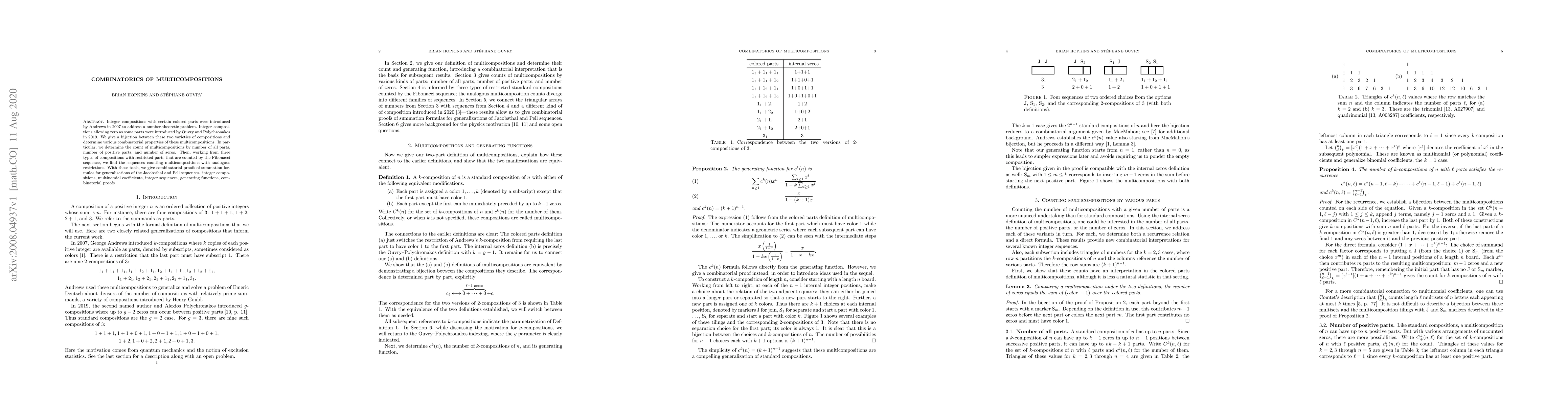 Thumbnail for Combinatorics of Multicompositions