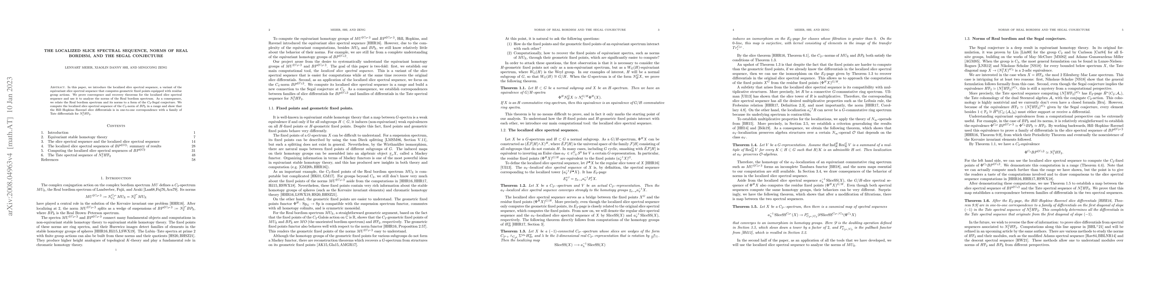 Thumbnail for The localized slice spectral sequence, norms of Real bordism, and the
  Segal conjecture