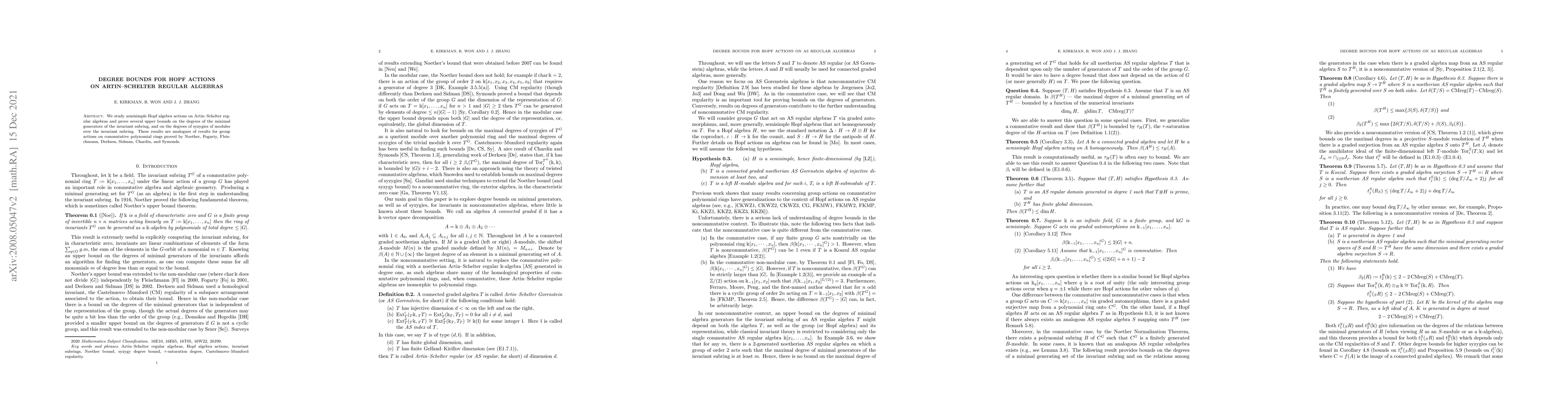 Thumbnail for Degree bounds for Hopf actions on Artin-Schelter regular algebras