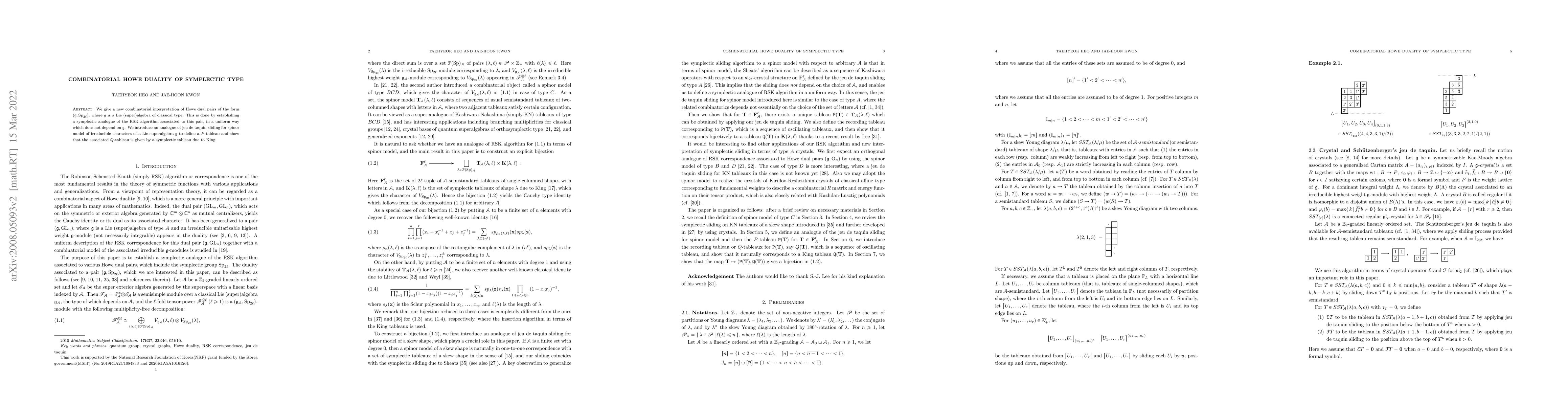 Thumbnail for Combinatorial Howe duality of symplectic type