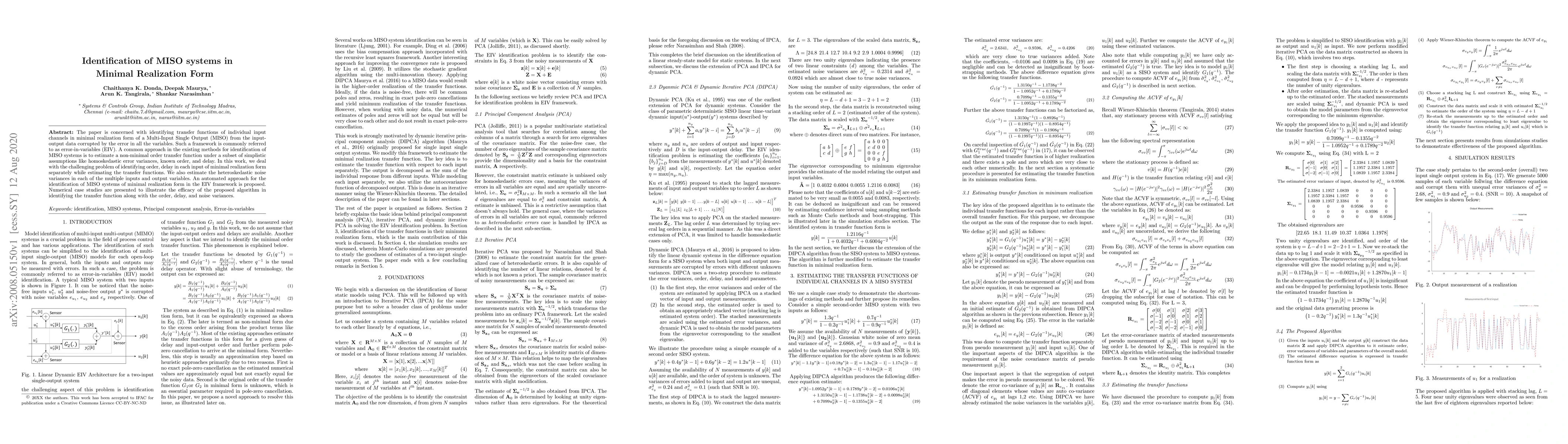 Thumbnail for Identification of MISO systems in Minimal Realization Form