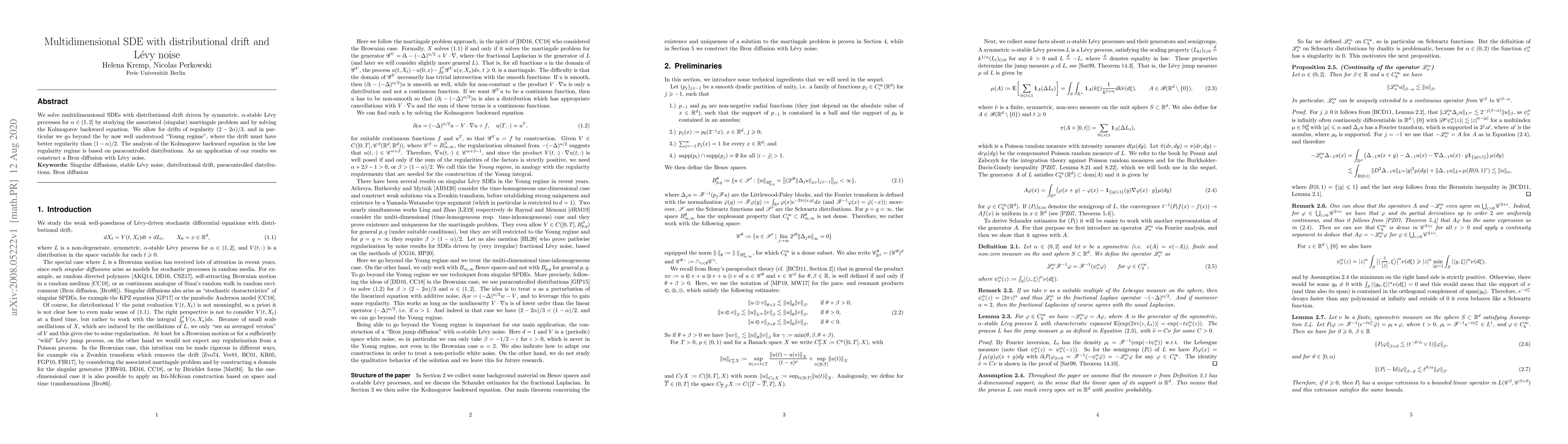 Thumbnail for Multidimensional SDE with distributional drift and L\'evy noise
