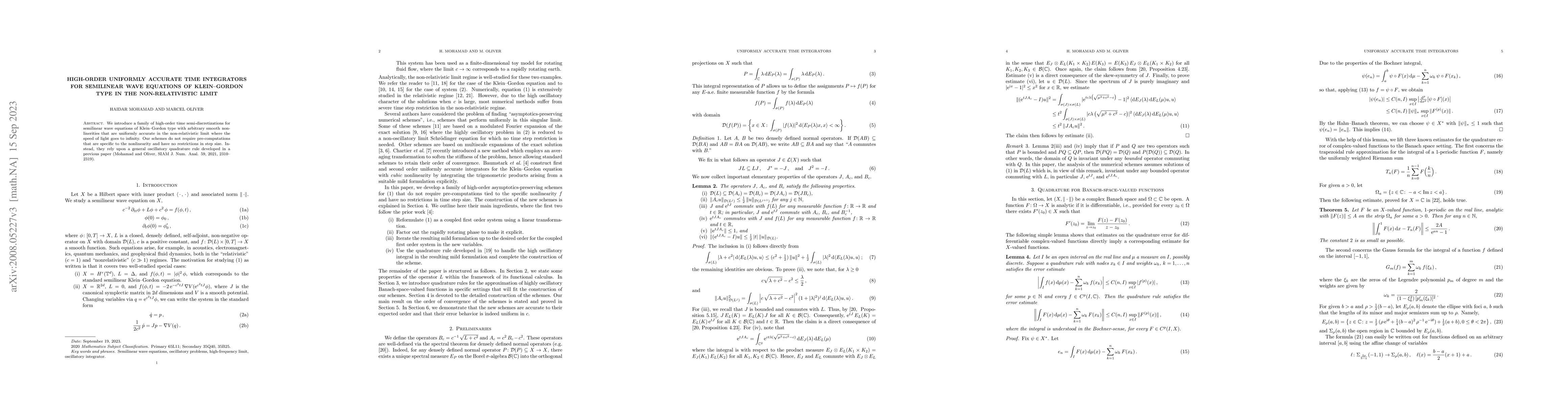 Thumbnail for High-order uniformly accurate time integrators for semilinear wave
  equations of Klein-Gordon type in the non-relativistic limit
