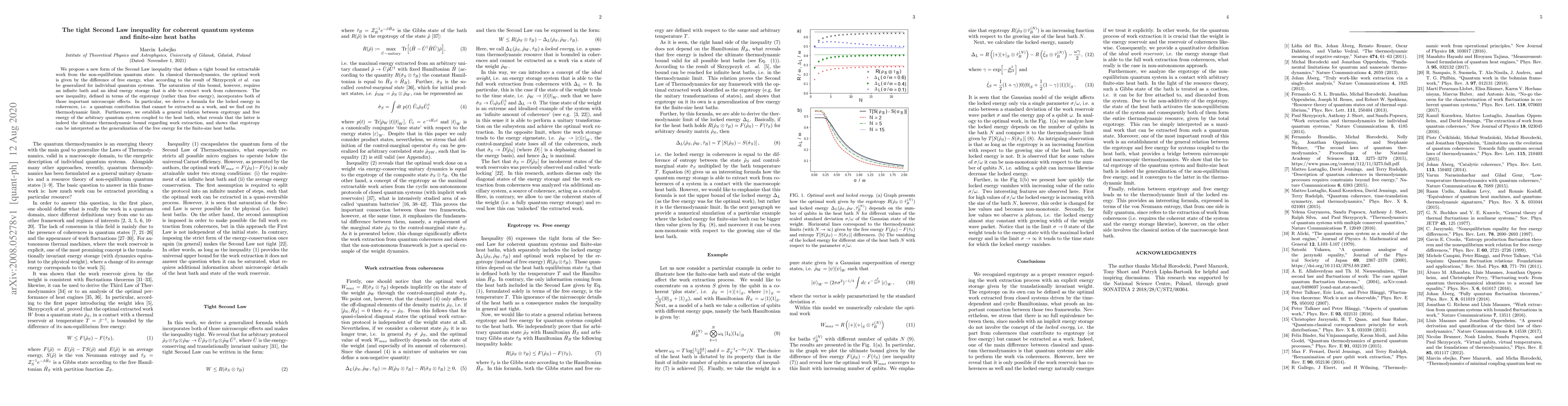 Thumbnail for The tight Second Law inequality for coherent quantum systems and
  finite-size heat baths