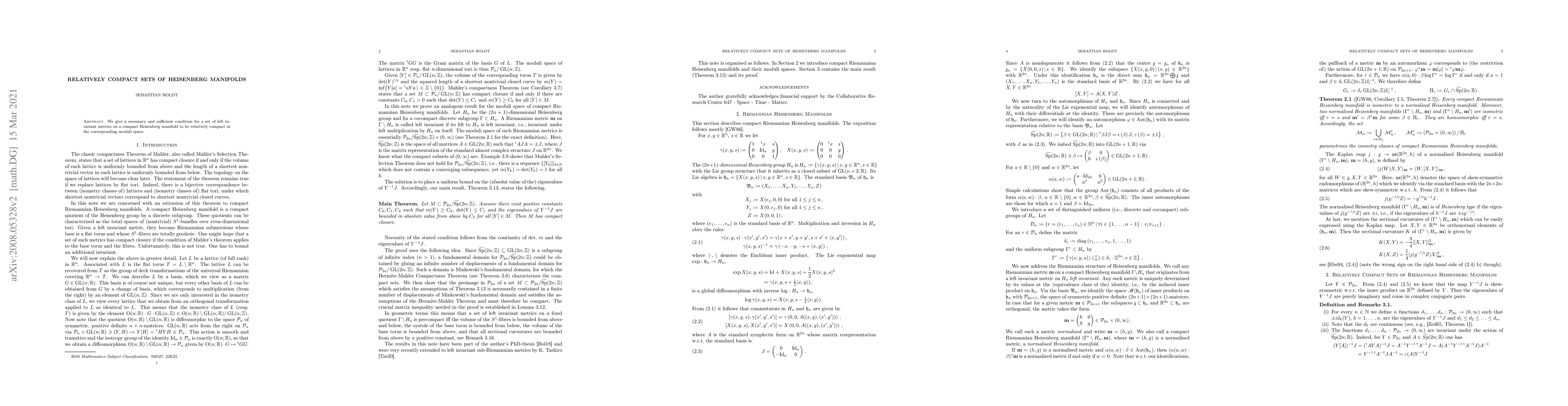 Thumbnail for Relatively Compact Sets of Heisenberg Manifolds