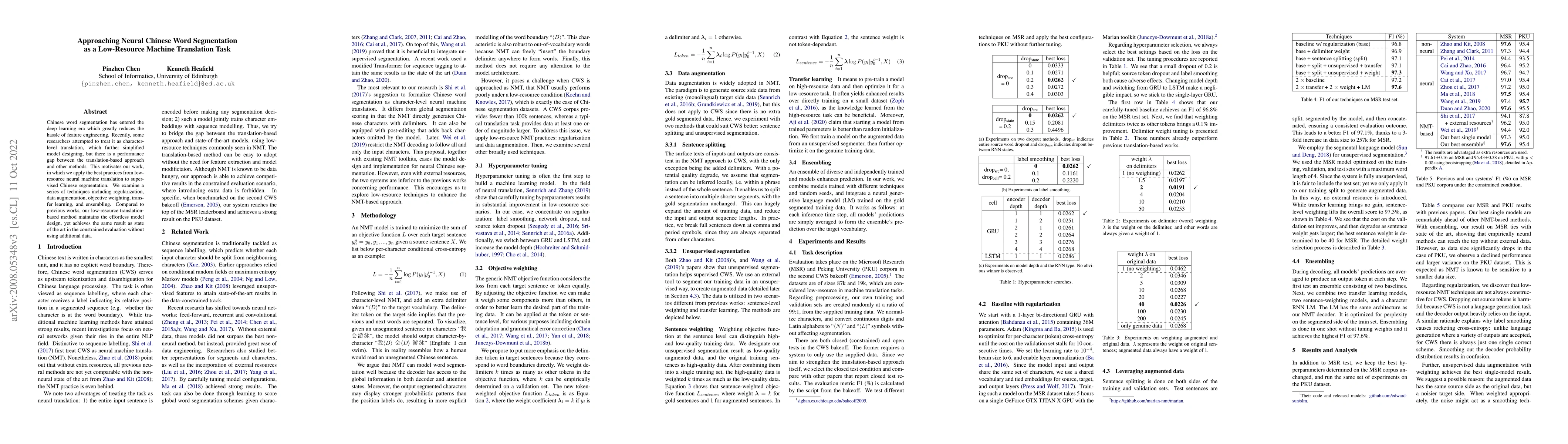 Thumbnail for Approaching Neural Chinese Word Segmentation as a Low-Resource Machine
  Translation Task