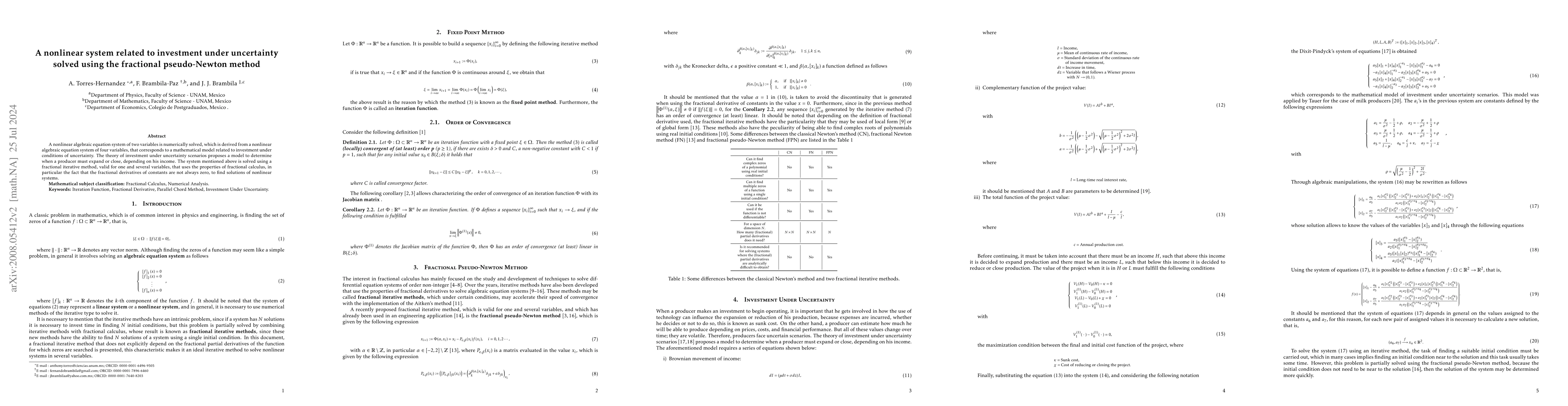 Thumbnail for A nonlinear system related to investment under uncertainty solved using
  the fractional pseudo-Newton method