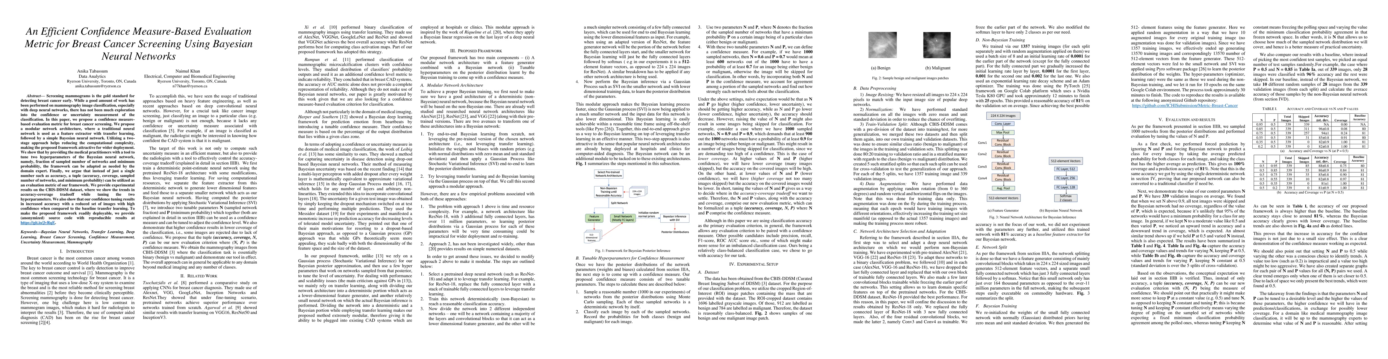 Thumbnail for An Efficient Confidence Measure-Based Evaluation Metric for Breast
  Cancer Screening Using Bayesian Neural Networks