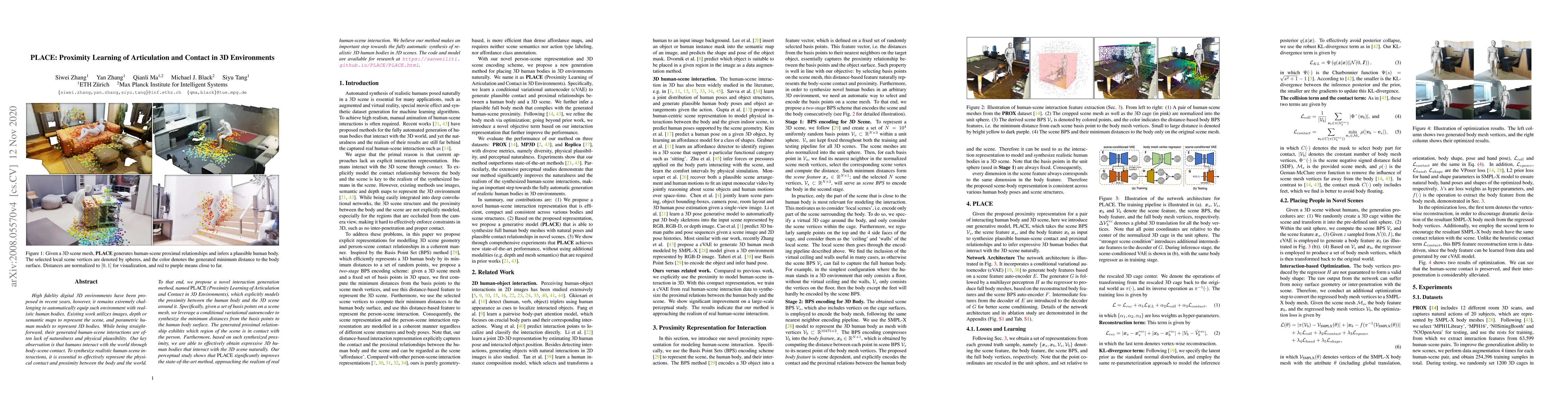 Thumbnail for PLACE: Proximity Learning of Articulation and Contact in 3D Environments