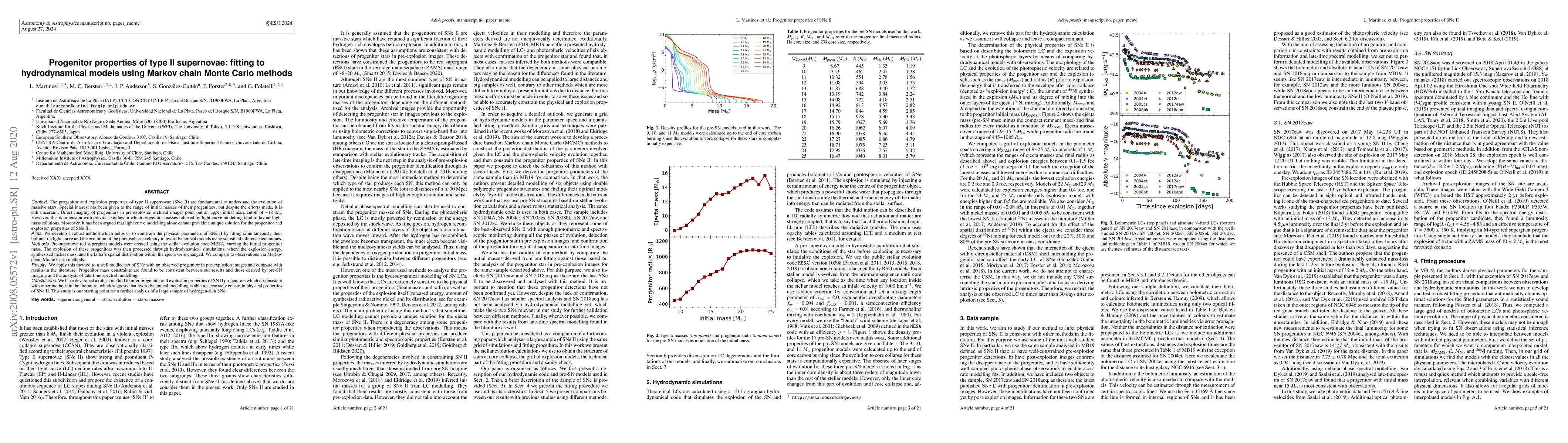Thumbnail for Progenitor properties of type II supernovae: fitting to hydrodynamical
  models using Markov chain Monte Carlo methods