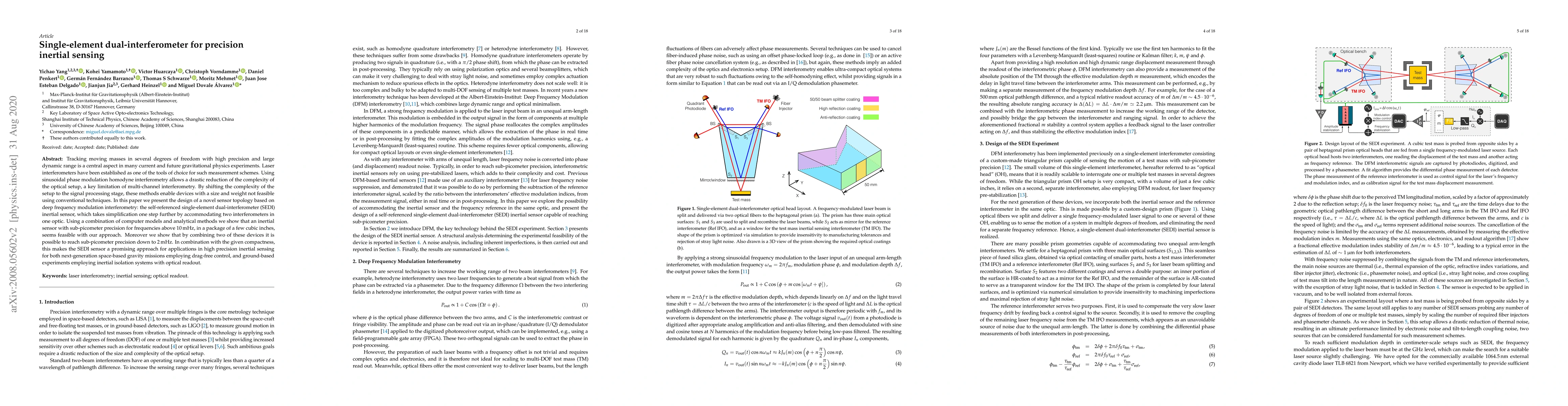 Thumbnail for Single-element dual-interferometer for precision inertial sensing
