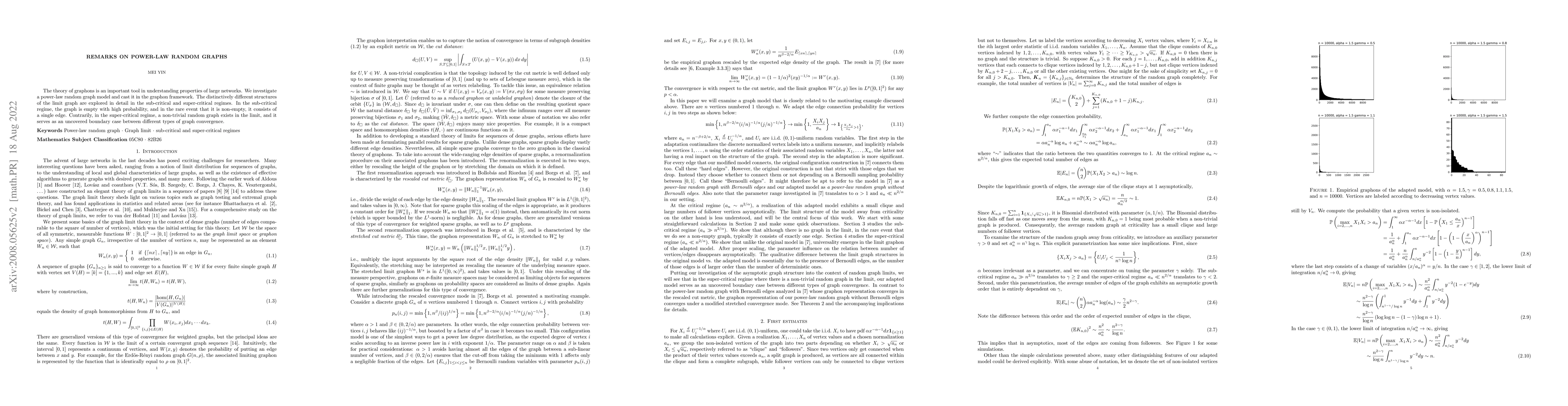 Thumbnail for Remarks on power-law random graphs