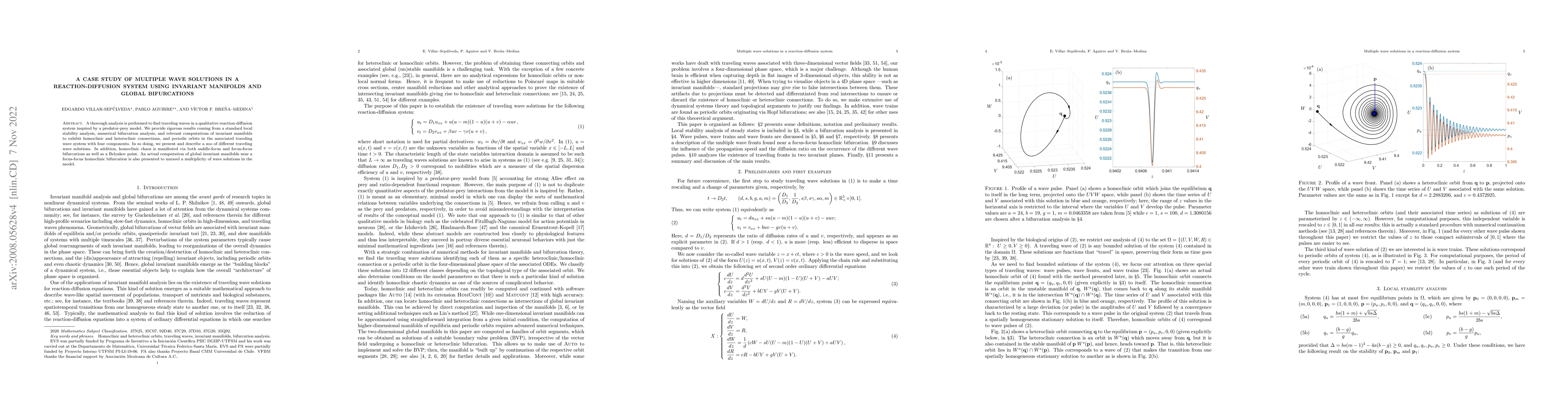 Thumbnail for A case study of multiple wave solutions in a reaction-diffusion system
  using invariant manifolds and global bifurcations
