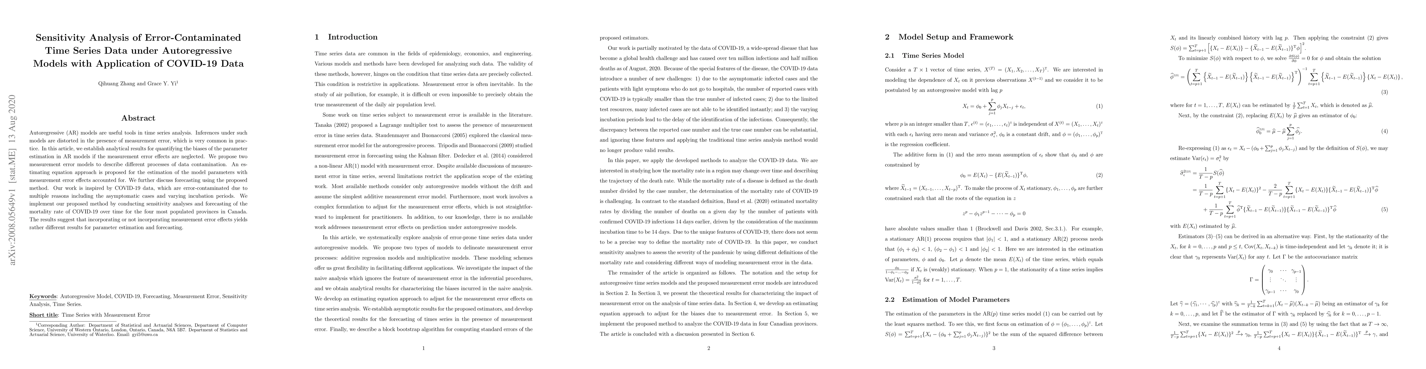 Thumbnail for Sensitivity Analysis of Error-Contaminated Time Series Data under
  Autoregressive Models with Application of COVID-19 Data