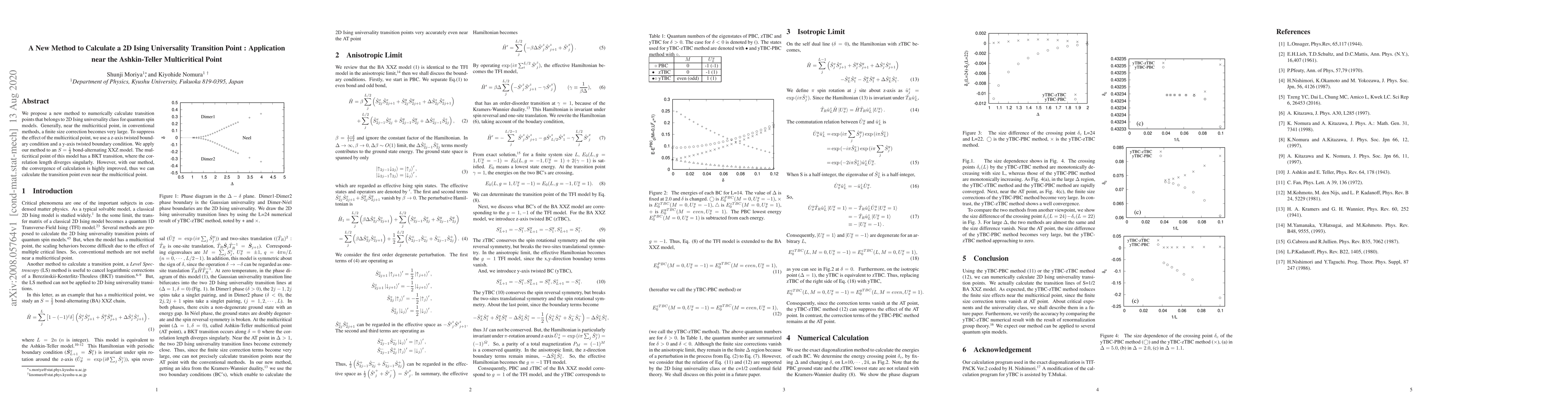 Thumbnail for A new method to calculate a 2d ising universality transition point :
  application near the ashkin-teller multicritical point