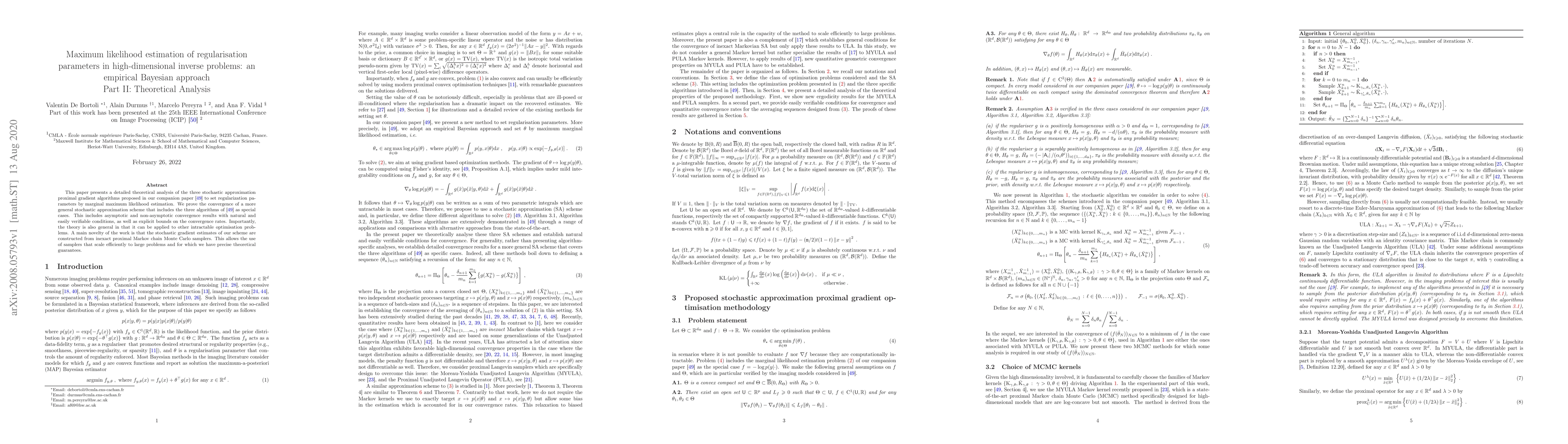 Thumbnail for Maximum likelihood estimation of regularisation parameters in
  high-dimensional inverse problems: an empirical Bayesian approach. Part II:
  Theoretical Analysis