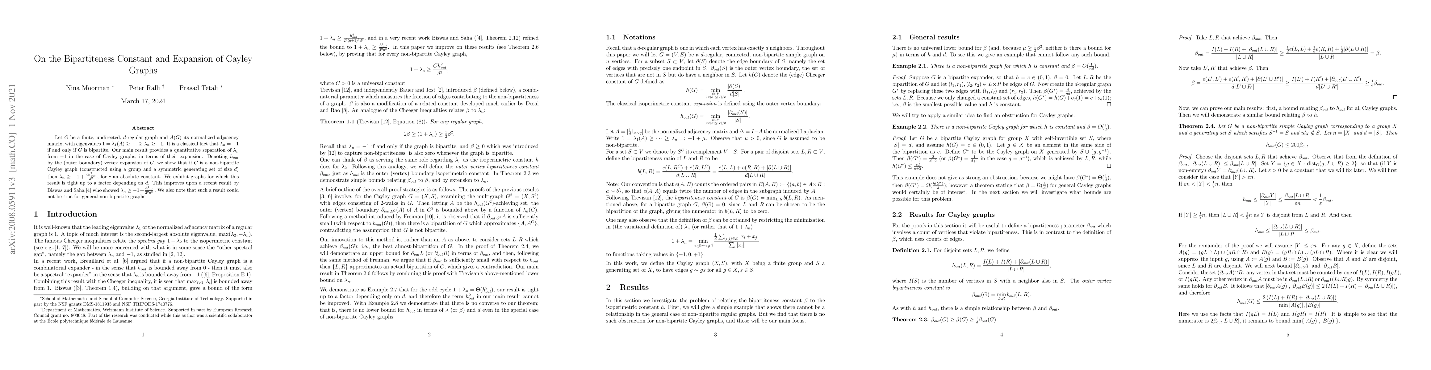 Thumbnail for On the Bipartiteness Constant and Expansion of Cayley Graphs