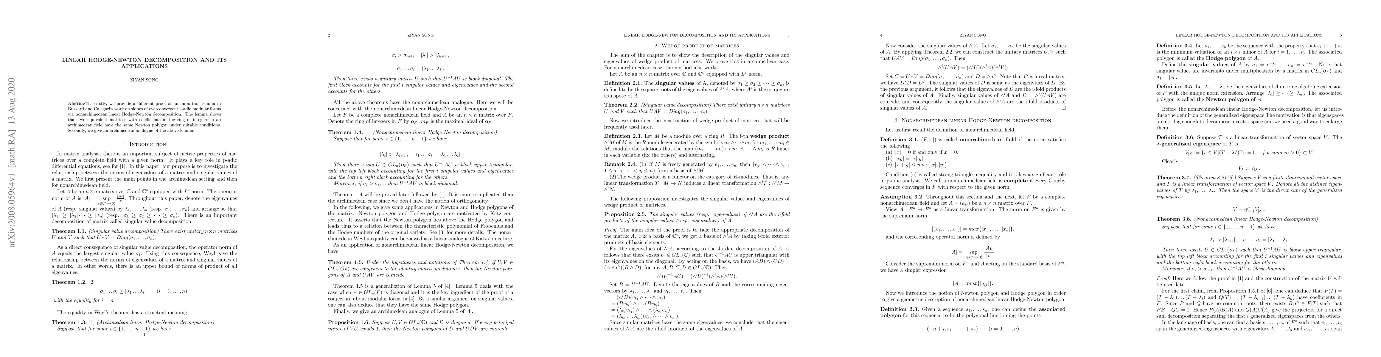 Thumbnail for Linear Hodge-Newton decomposition and its applications