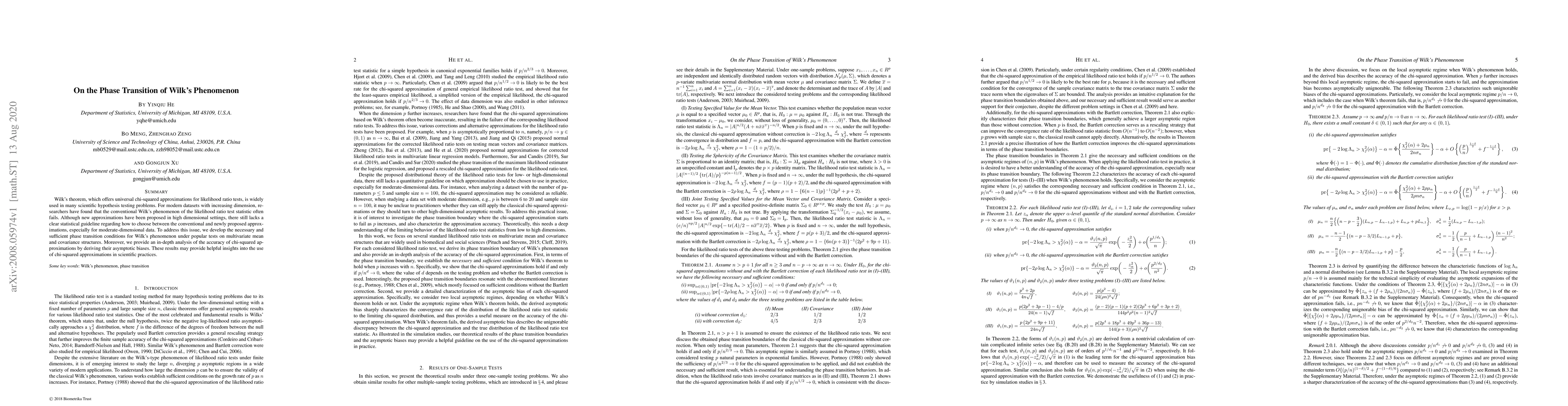 Thumbnail for On the Phase Transition of Wilk's Phenomenon