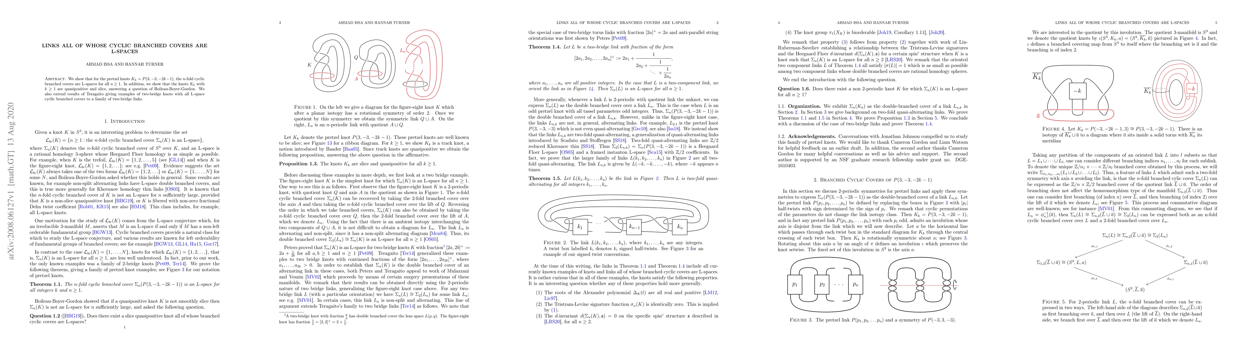 Thumbnail for Links all of whose cyclic branched covers are L-spaces