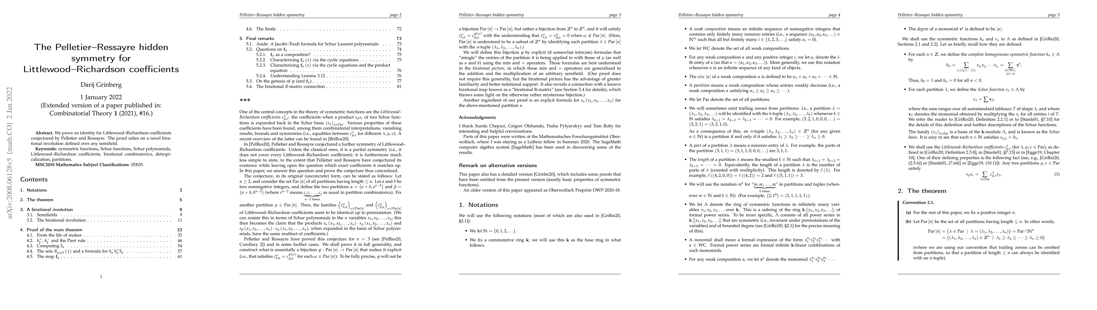 Thumbnail for The Pelletier-Ressayre hidden symmetry for Littlewood-Richardson
  coefficients