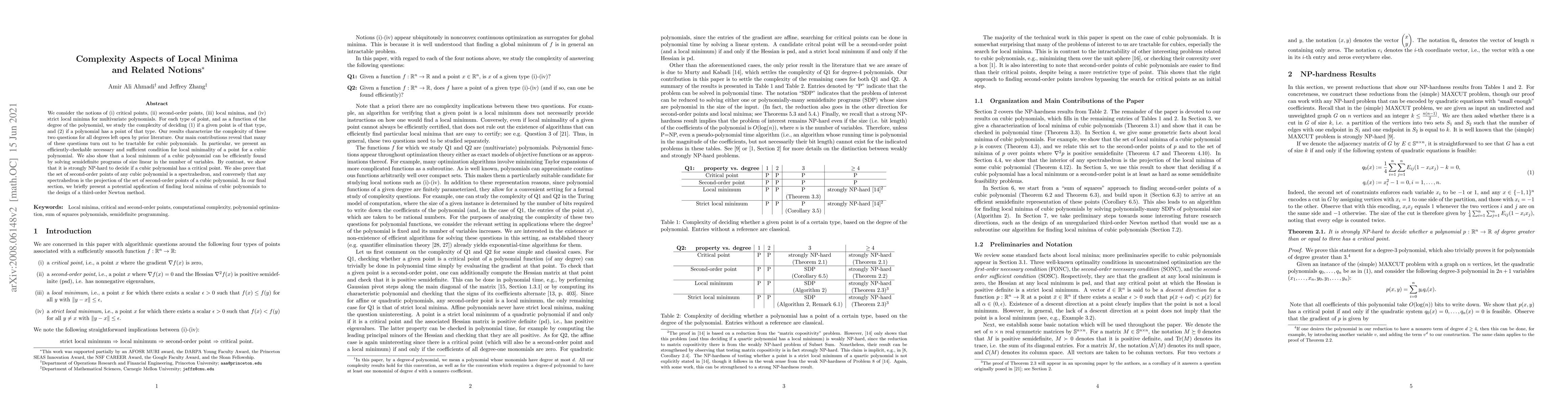 Thumbnail for Complexity aspects of local minima and related notions
