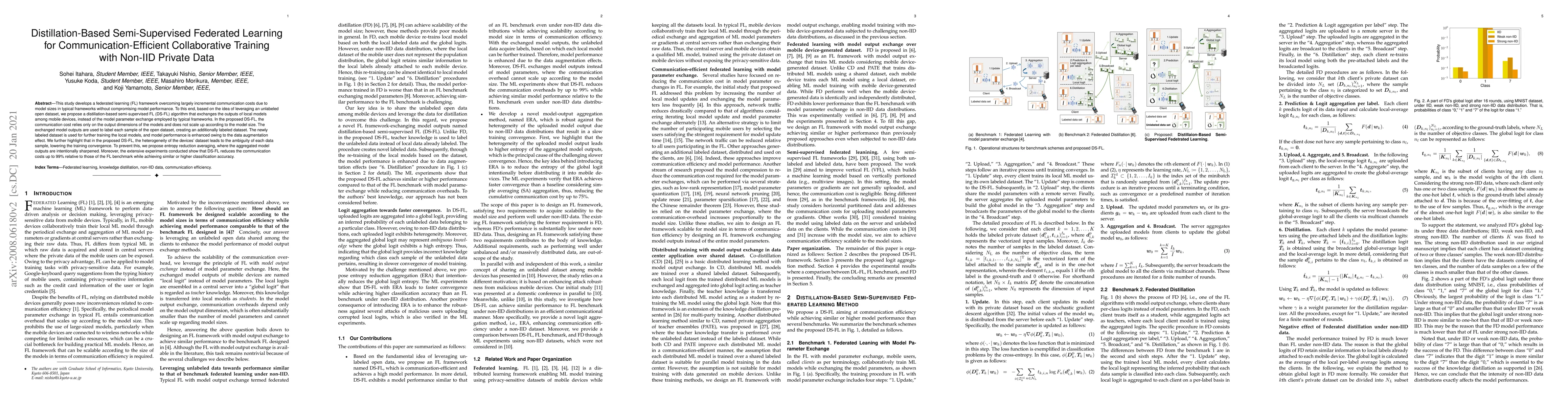 Thumbnail for Distillation-Based Semi-Supervised Federated Learning for
  Communication-Efficient Collaborative Training with Non-IID Private Data