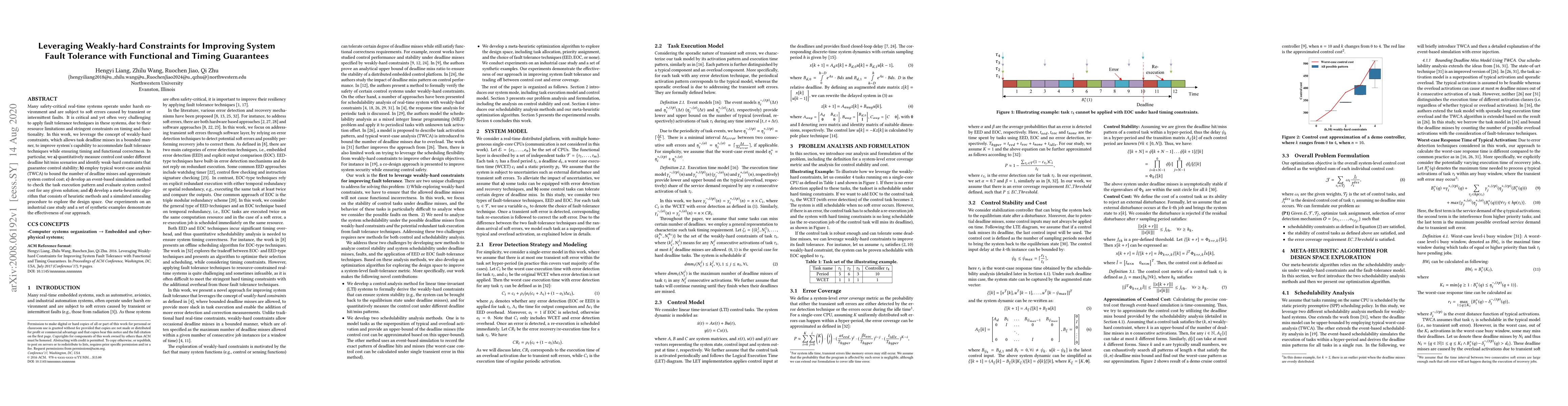 Thumbnail for Leveraging Weakly-hard Constraints for Improving System Fault Tolerance
  with Functional and Timing Guarantees