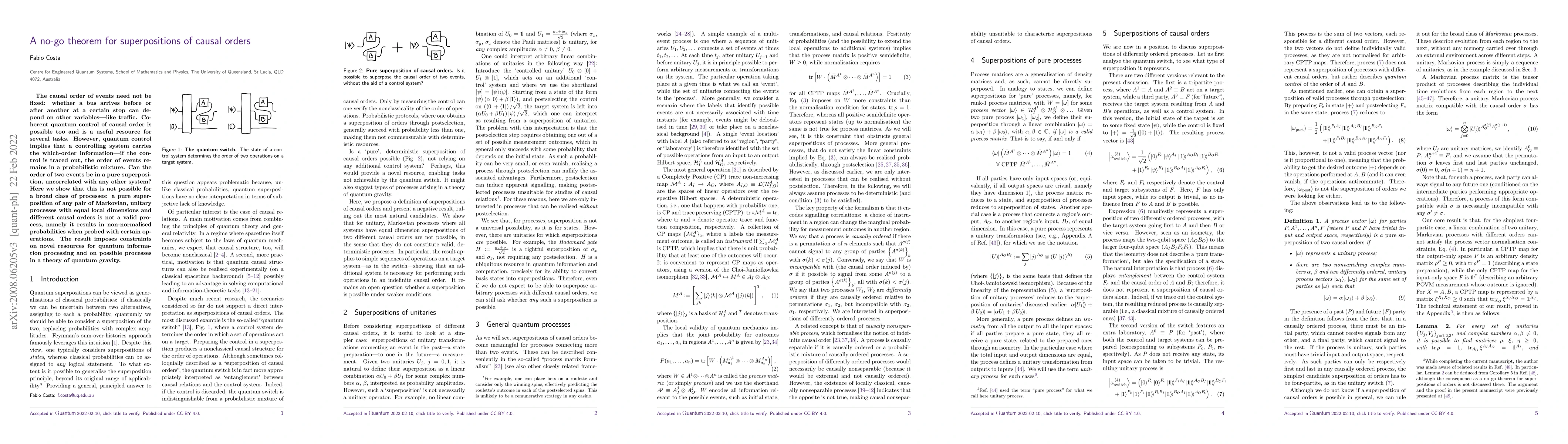 Thumbnail for A no-go theorem for superpositions of causal orders
