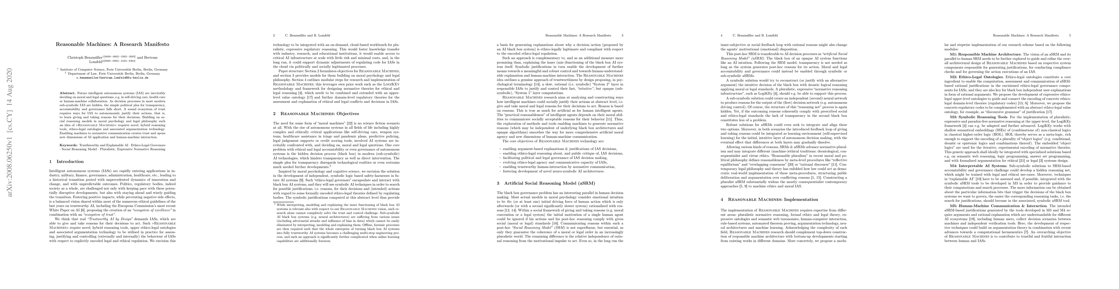 Thumbnail for Reasonable Machines: A Research Manifesto