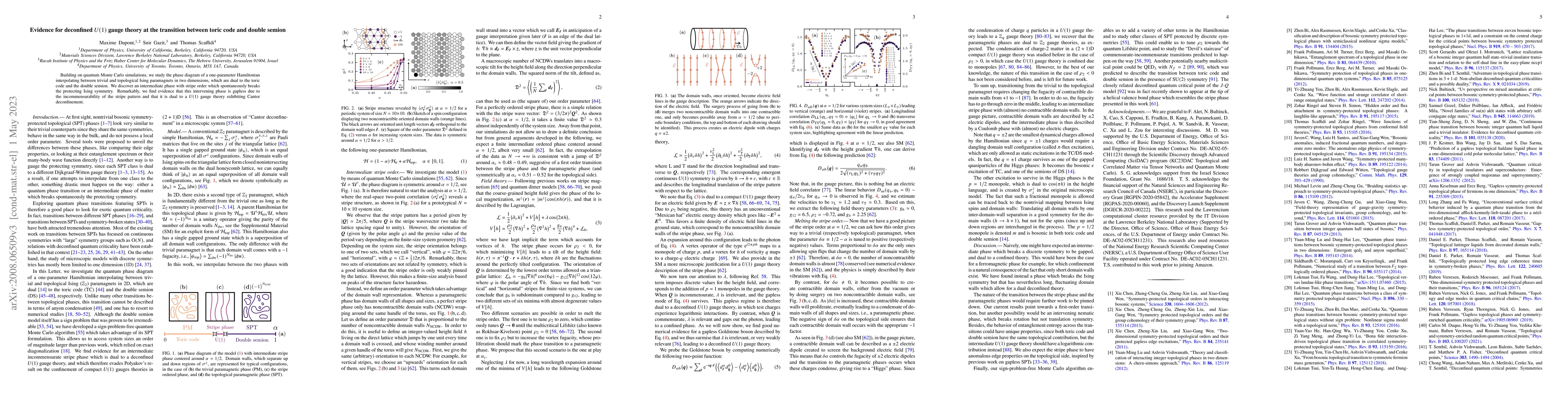 Thumbnail for Evidence for deconfined $U(1)$ gauge theory at the transition between
  toric code and double semion