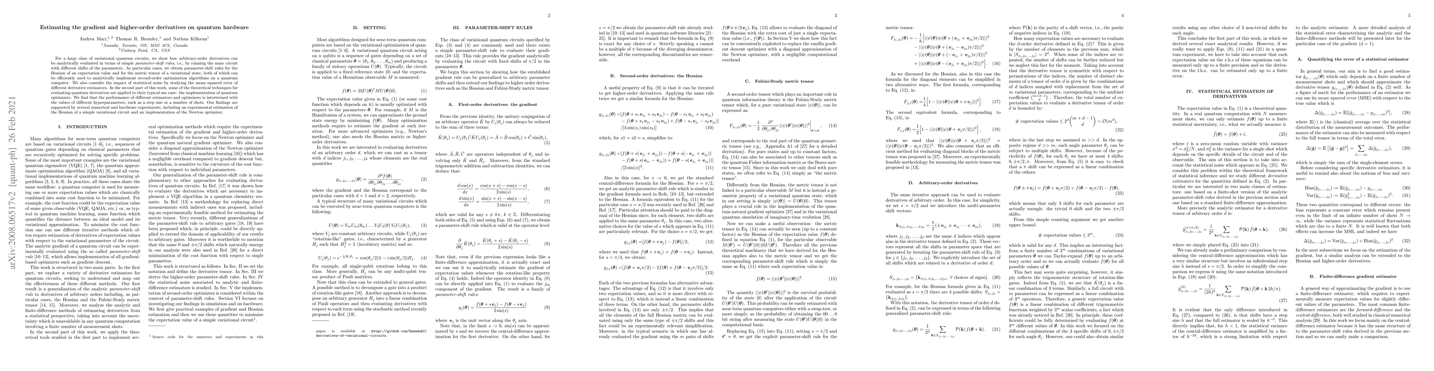 Thumbnail for Estimating the gradient and higher-order derivatives on quantum hardware