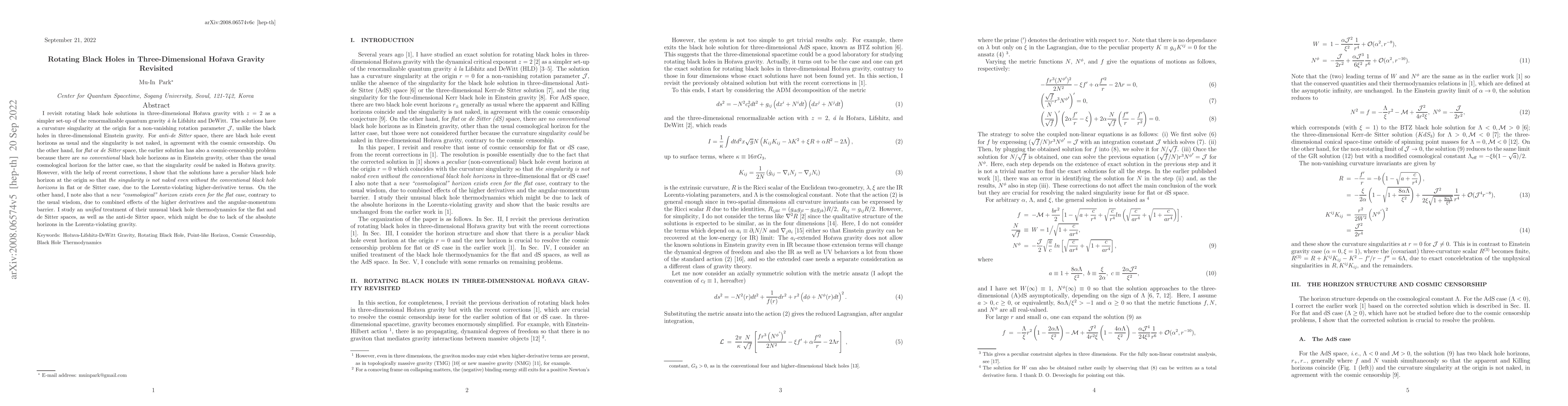 Thumbnail for Rotating Black Holes in Three-Dimensional Horava Gravity Revisited