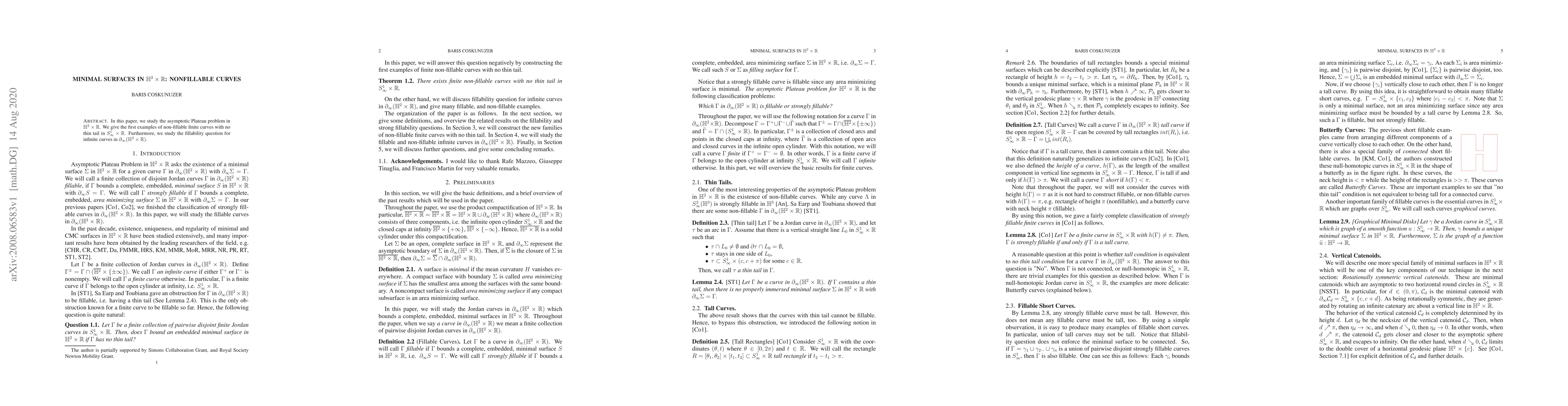 Thumbnail for Minimal Surfaces in $\mathbb{H}_2\times \mathbb{R}$: Nonfillable Curves
